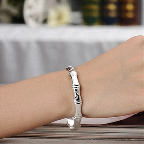 

PandaHall Brass Bamboo Joint Cuff Bangles, Platinum Brass