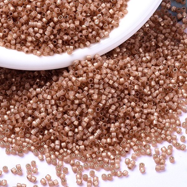

PandaHall MIYUKI Delica Beads, Cylinder, Japanese Seed Beads, 11/0, (DB2172) Duracoat Semi-Frosted Silver Lined Dyed Rose Copper, 1.3x1.6mm..., Orange