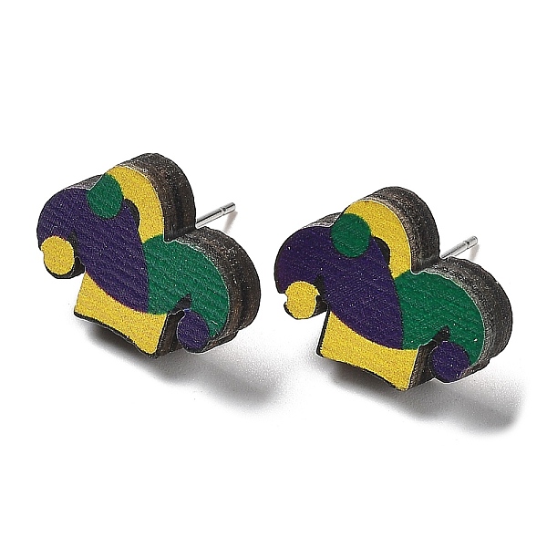 

PandaHall Printing Wood Stud Earrings for Women, with 316 Stainless Steel Pins, Horse, Colorful, 12.5x17mm Wood Horse