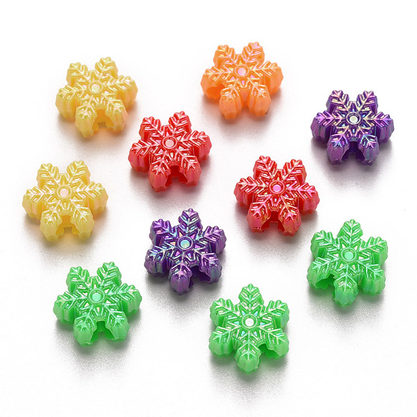 

PandaHall Opaque Acrylic Beads, for Christmas, AB Color Plated, Snowflake, Mixed Color, 13x14.5x6mm, Hole: 2.5mm, about 1030pcs/500g Acrylic..., Multicolor