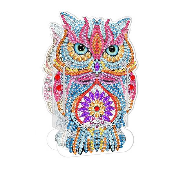 PandaHall 5D DIY Owl Pattern Animal Diamond Painting Pencil Case Ornaments Kits, with Resin Rhinestones, Sticky Pen, Tray Plate, Glue Clay...