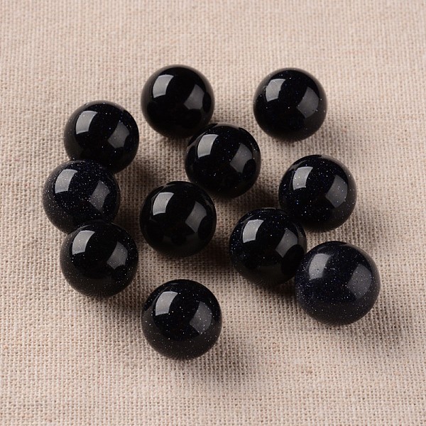 

PandaHall Synthetic Blue Goldstone Beads, Gemstone Sphere, Round, No Hole/Undrilled, 16mm Blue Goldstone Round