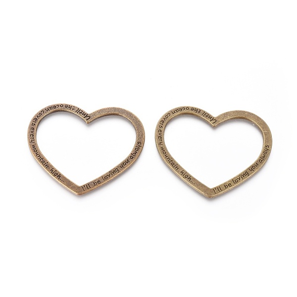 

PandaHall Heart Tibetan Style Alloy Linking Rings, with Words, Antique Bronze, 50x57x2mm, Inner Diameter: 34x47mm Alloy Heart