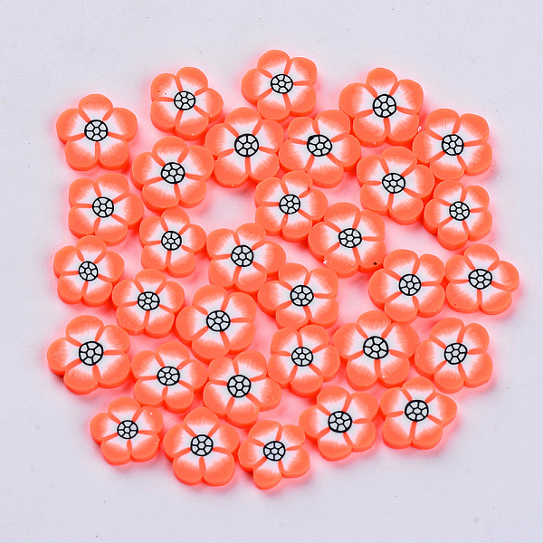 

PandaHall Handmade Polymer Clay Cabochons, Fashion Nail Art Decoration Accessories, Flower, Coral, 9~12x8.5~12x2~3mm, about 124~155pcs/31g..., Red