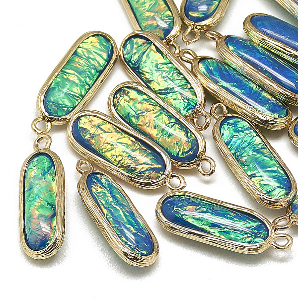 

PandaHall Resin Pendants, with Golden Tone Brass Findings, Oval, Royal Blue, 26.5x9.5x6mm, Hole: 1.5mm Brass+Resin Oval Blue