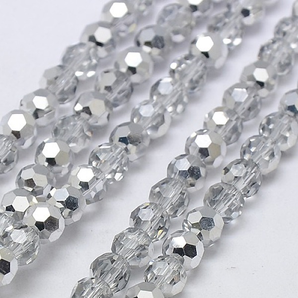 

PandaHall Electroplate Glass Beads Strands, Half Plated, Faceted(32 Facets), Round, Silver Plated, 8mm, Hole: 1mm, about 65~67pcs/strand...