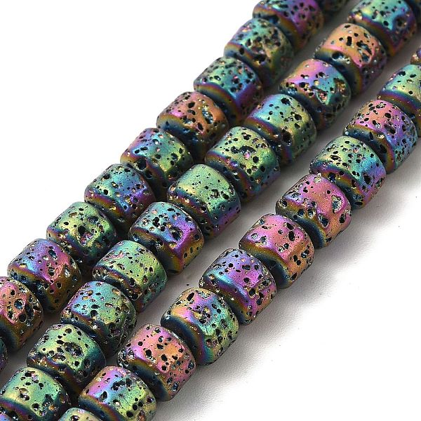 

PandaHall Electroplated Natural Lava Rock Beads Strands, Rondelle, Rainbow Plated, 6x7mm, Hole: 1mm, about 67~68pcs/strand, 15.35~15.75 inch...