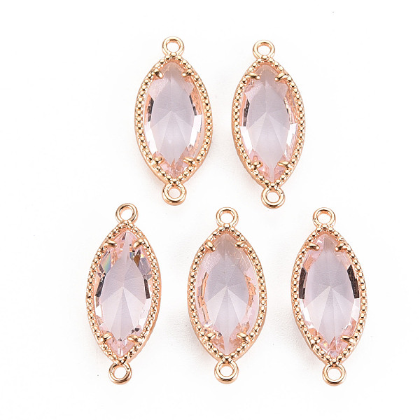 

PandaHall Glass Links Connectors, with Light Gold Tone Brass Findings, Faceted Horse Eye, Pink, 21x9x4mm, Hole: 1.2mm Brass+Glass Horse Eye...