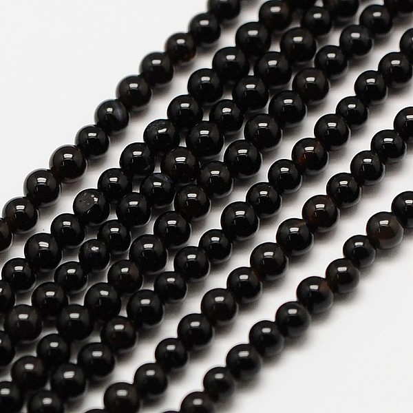 

PandaHall Natural Black Onyx Round Bead Strands, Dyed, 3mm, Hole: 0.8mm, about 116pcs/strand, 15.5 inch Black Onyx Round Black