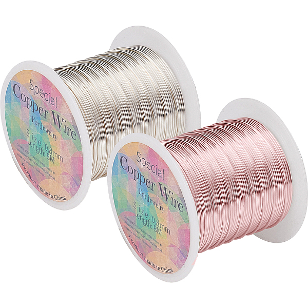 

PandaHall Fingerinspire 2 Rolls 2 Colors Round Copper Craft Wire Copper Beading Wire, Long-Lasting Plated, Mixed Color, 20 Gauge, 0.8mm..., Multicolor
