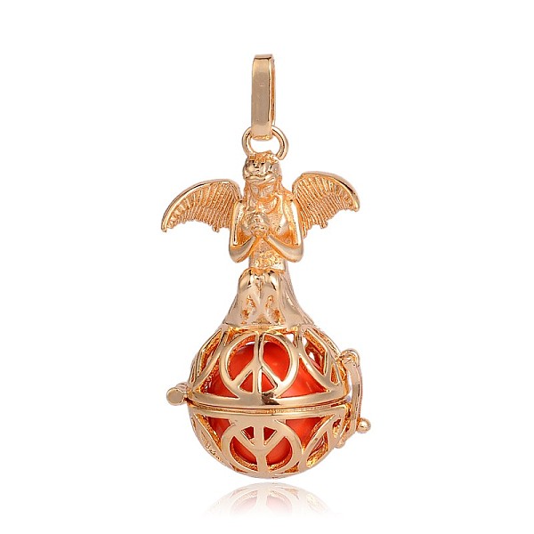 

PandaHall Golden Plated Brass Hollow Round Cage Pendants, with No Hole Spray Painted Brass Beads, Red, 45x25x24mm, Hole: 3x8mm Brass Round...