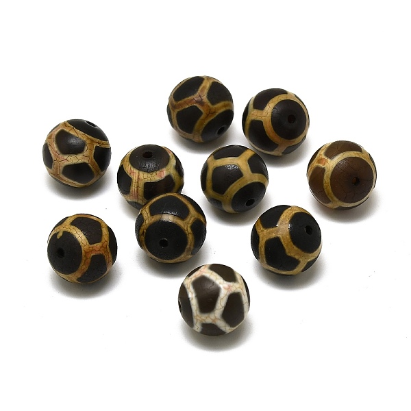 

PandaHall Tibetan Style Turtle/Tortoise Shell dZi Beads, Natural Agate Beads, Round, 14mm, Hole: 1.4mm Tibetan Agate Round