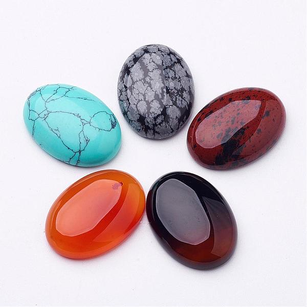 

PandaHall Gemstone Cabochons, Mixed Style, Oval, Mixed Stone, 25x18x5~6mm Mixed Stone Oval Multicolor