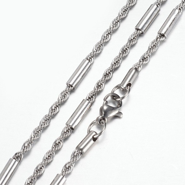 

PandaHall 304 Stainless Steel Rope Chain Necklaces, with Lobster Claw Clasps, Stainless Steel Color, 19.6 inch(50cm), 2.5~3mm 304 Stainless...