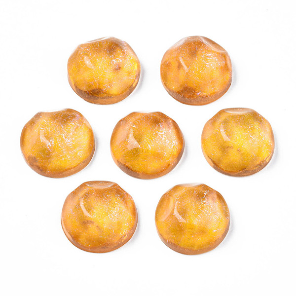 

PandaHall Transparent Resin Cabochons, Water Ripple Cabochons, with Glitter Powder, Half Round, Goldenrod, 17.5x7.5~8mm Resin Half Round..., Gold