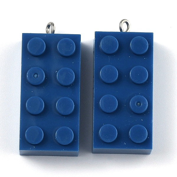 

PandaHall Opaque Acrylic Pendants, with Platinum Iron Loop, Long Rectangle Building Block Charms, Midnight Blue, 36x16x11.5mm, Hole: 1.5mm...
