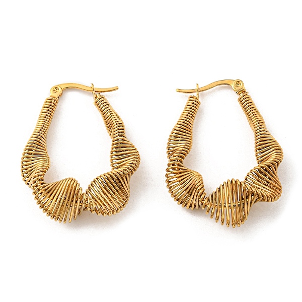

PandaHall Vacuum Plating 304 Stainless Steel Wire Wrap Teardrop Hoop Earrings, Golden, 34x27.5mm 304 Stainless Steel Teardrop