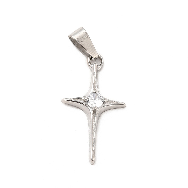 

PandaHall 304 Stainless Steel Pendants, with Crystal Rhinestone, Star Charms, Stainless Steel Color, 27.5x15x4mm, Hole: 7x3mm Stainless..., Clear