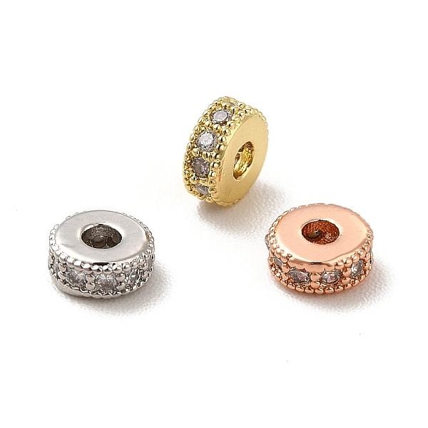 

PandaHall Rack Plating Brass Micro Pave Cubic Zirconia Beads, Long-Lasting Plated, Cadmium Free & Lead Free, Flat Round, Mixed Color, 4x2mm..., Clear