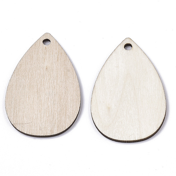 

PandaHall Undyed Wooden Pendant, Teardrop, Antique White, 49.5x33x2.5mm, Hole: 3mm Wood Teardrop Orange