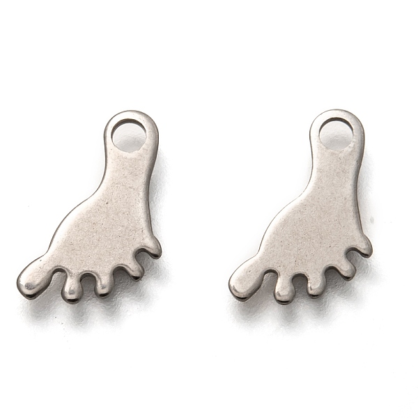 

PandaHall 201 Stainless Steel Charms, Laser Cut, Footprint, Stainless Steel Color, 13x6.5x0.5mm, Hole: 1.8mm 201 Stainless Steel Body