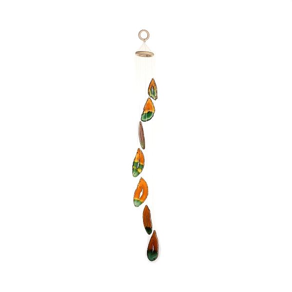 

PandaHall Chakra Natural Dyed Agate Piece Hanging Ornament, Wind Chime, with Wood Ring, for Home Decor, Colorful, 720~750mm, Hole: 25mm..., Red