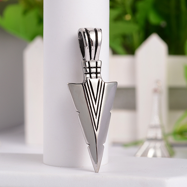 

PandaHall Retro 316 Surgical Stainless Steel Arrow Head Big Pendants, Antique Silver, 56x20x4.5mm, Hole: 10x6.5mm 316 Surgical Stainless...