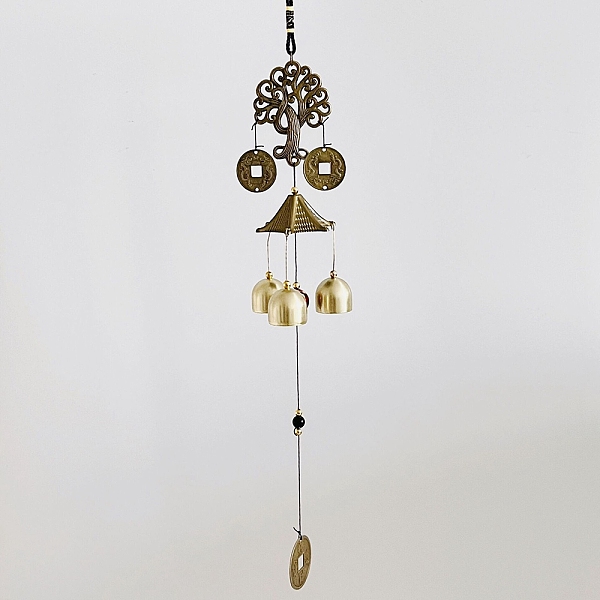 

PandaHall Alloy Wind Chimes, Pendant Decorations, with Bell Charms, Tree, 460mm Alloy Tree