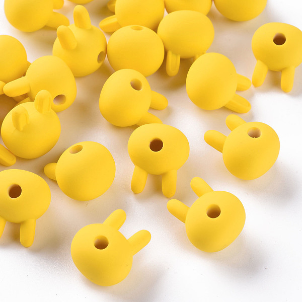 

PandaHall Acrylic Beads, Rubberized Style, Half Drilled, Rabbit, Gold, 19x16.5x14.5mm, Hole: 3.5mm Acrylic Rabbit Gold