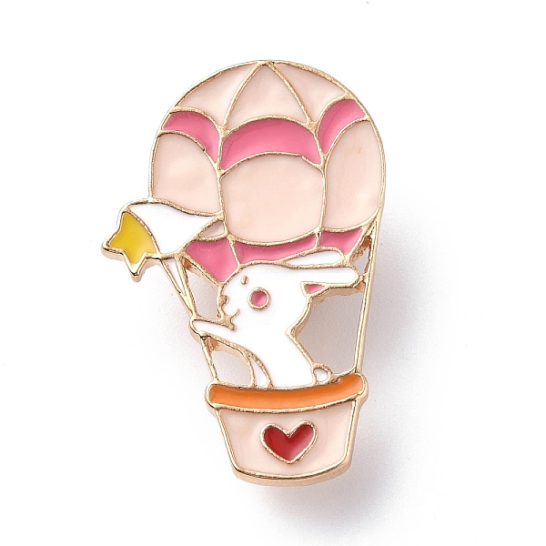 

PandaHall Rabbit with Hot-air Balloon Enamel Pin, Light Gold Alloy Cartoon Badge for Backpack Clothes, Pink, 31~38.5x20~37.5x2mm...