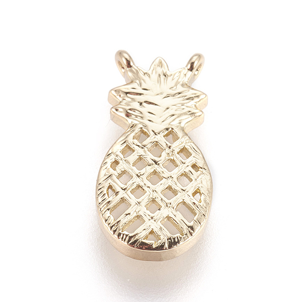 

PandaHall Brass Links connectors, Pineapple, Light Gold, 15.5x7.8x2mm, Hole: 0.7mm Brass Fruit