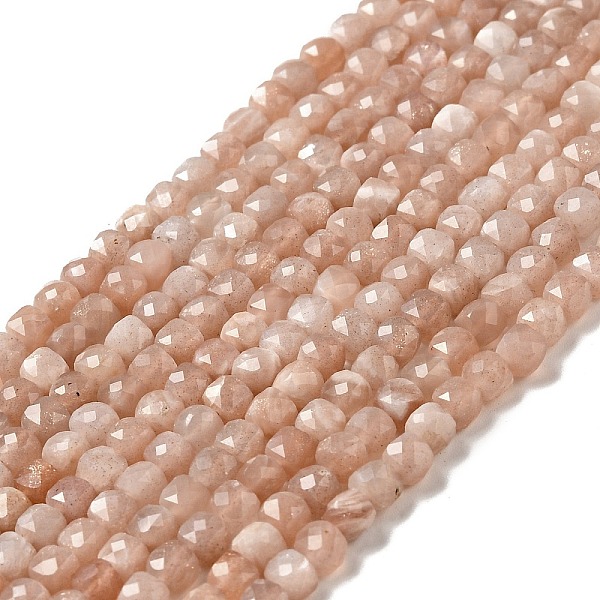 

PandaHall Natural Peach Moonstone Beads Strands, Grade A, Faceted, Cube, 4x4x4mm, Hole: 0.6mm, about 96pcs/strand, 15.24''(38.7cm) Peach...