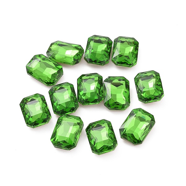 

PandaHall Glass Rhinestone Cabochons, Pointed Back & Silver Back Plated, Rectangle, Peridot, 14x10x5mm Glass Rhinestone Rectangle Green
