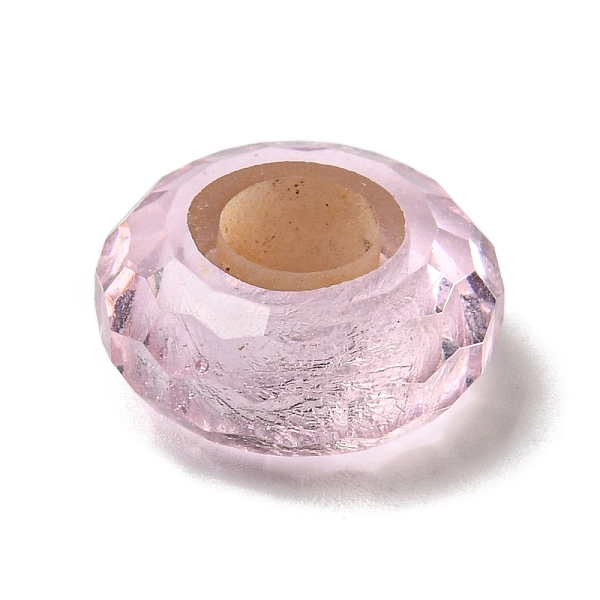

PandaHall Glass European Beads, Large Hole Beads, Wheel, Faceted, Pink, 14.5x6.4mm, Hole: 5.7mm Glass Flat Round Pink
