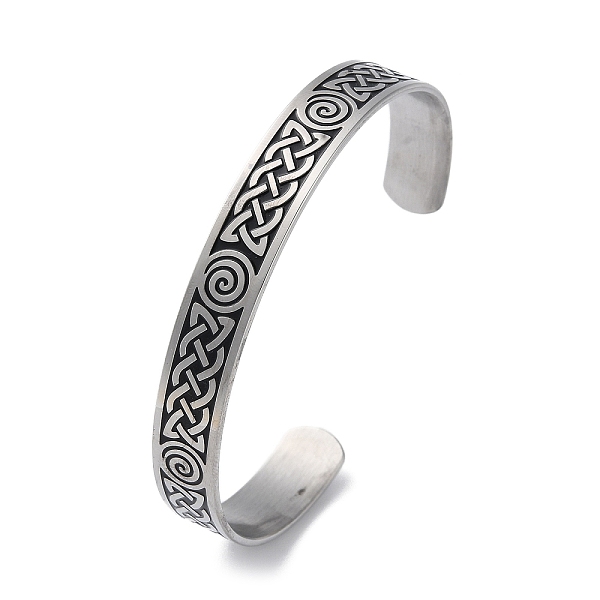 

PandaHall 304 Stainless Steel Cuff Bangles, Enamel Trinity Knot Open Bangle, Stainless Steel Color, Inner Diameter: 2x2-1/2 inch(5x6.45cm)...