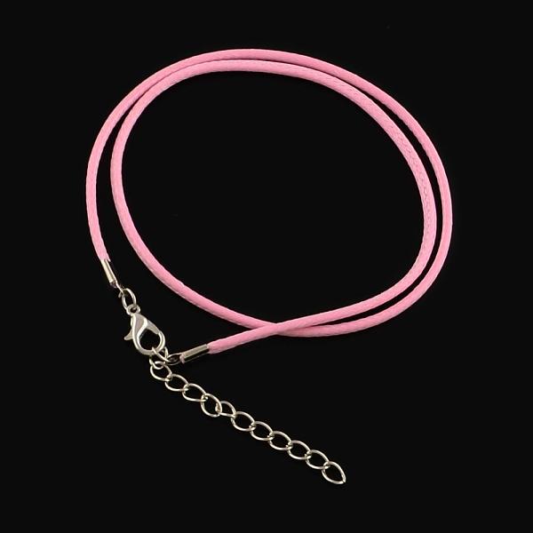 

PandaHall Waxed Cotton Cord Necklace Making, with Alloy Lobster Claw Clasps and Iron End Chains, Platinum, Pearl Pink, 17.4 inch(44cm) Waxed...