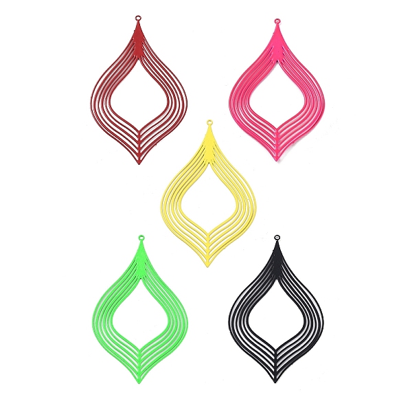 

PandaHall Spray Painted 430 Stainless Steel Big Pendants, Etched Metal Embellishments, Teardrop Charm, Mixed Color, 59x35x0.4mm, Hole: 1.2mm..., Multicolor