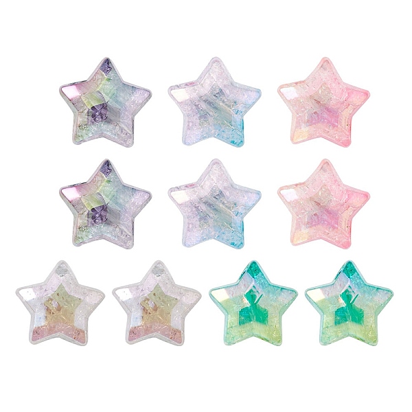 

PandaHall 10Pcs 5 Colors UV Plating Transparent Crackle Acrylic Beads, Gradient Color, Star, Mixed Color, 20x21.5x13mm, Hole: 3mm..., Multicolor