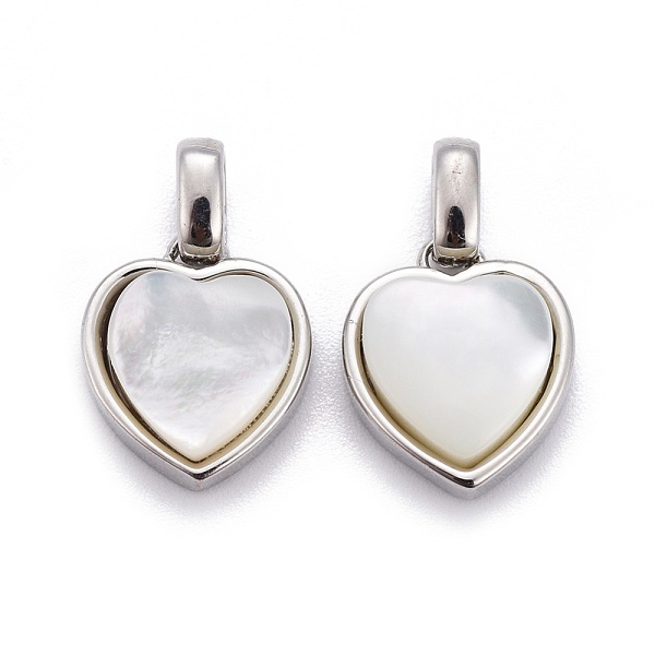 

PandaHall Natural White Shell Mother of Pearl Shell Pendants, with Brass Settings, Heart, Platinum, 18x15x5mm, Hole: 2x4mm White Shell Heart...