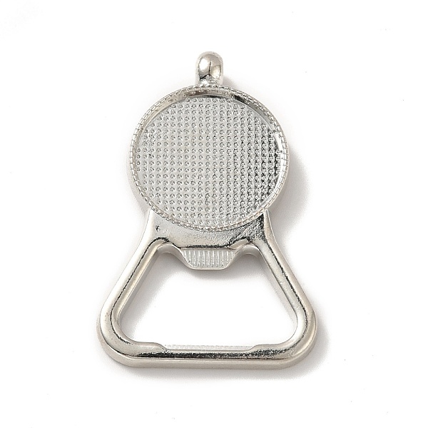 

PandaHall Alloy Pendant Cabochons Settings, Bottle Opener, Flat Round, Platinum, Tray: 24.5mm, 58x37x4mm, Hole: 3.5mm Alloy Flat Round