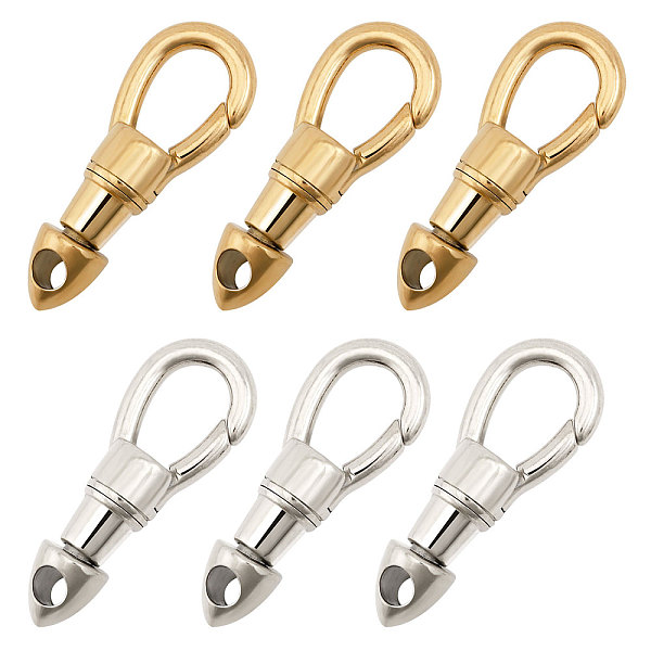 

PandaHall Globleland 6Pcs 2 Colors 304 Stainless Steel Lobster Claw Clasps, Teardrop, Platinum & Golden, 26x10x6mm, Hole: 3mm, 3pcs/color...