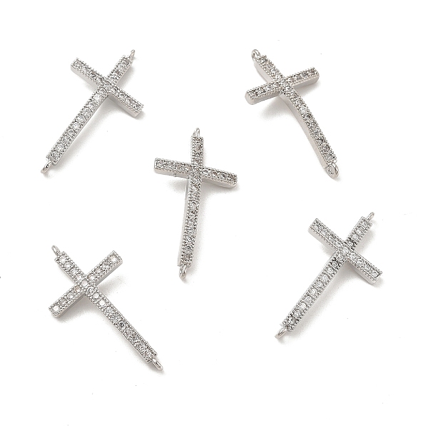 

PandaHall Brass Micro Pave Clear Cubic Zirconia Connector Charms, Religion Cross Links, Platinum, 31x16x3.5mm, Hole: 1.2mm Brass+Cubic...