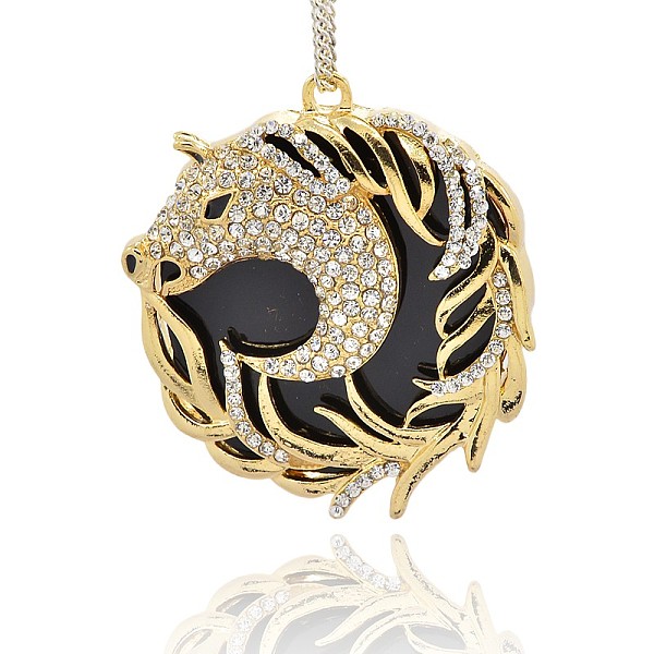 

PandaHall Golden Tone Alloy Resin Pendants, with Rhinestones, Flat Round Necklaces Charms, Black, 52x46x11mm, Hole: 3mm Alloy+Resin Flat...