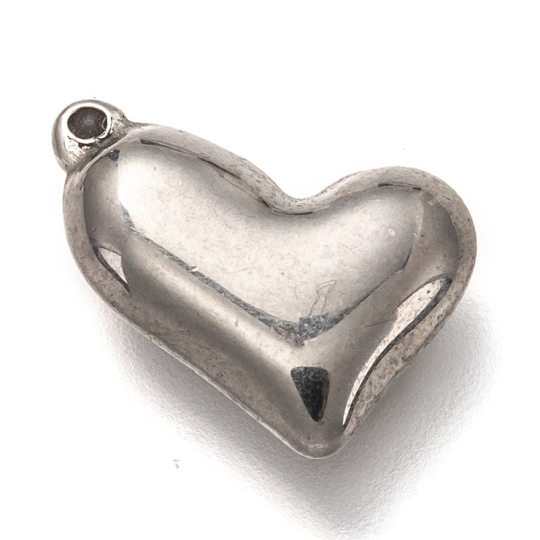 

PandaHall 304 Stainless Steel Pendants, Heart, Stainless Steel Color, 15.5x10.5x4.5mm, Hole: 1mm 304 Stainless Steel Heart