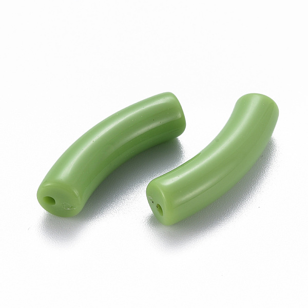 

PandaHall Opaque Acrylic Beads, Curved Tube, Olive Drab, 32x9.5x8mm, Hole: 1.8mm, about 330pcs/500g Acrylic Tube
