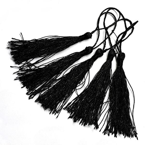 

PandaHall Polyester Tassel Decorations, Pendant Decorations, Black, 130x6mm, Tassel: 70~90mm Polyester Black