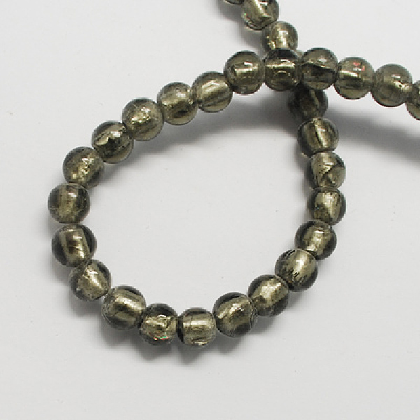 

PandaHall Handmade Silver Foil Glass Beads, Round, Gray, 7.5~8.5mm, Hole: 1mm Silver Foil Round Gray