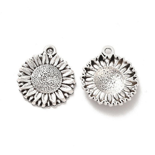 

PandaHall Tibetan Style Alloy Pendants, Sunflower Charm, Antique Silver, 22x20x3.5mm, Hole: 2mm, about 333pcs/500g Alloy Flower