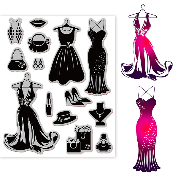 

PandaHall Rubber Clear Stamps, for Card Making Decoration DIY Scrapbooking, Clothes, 22x18x0.8cm Synthetic Rubber Clothes