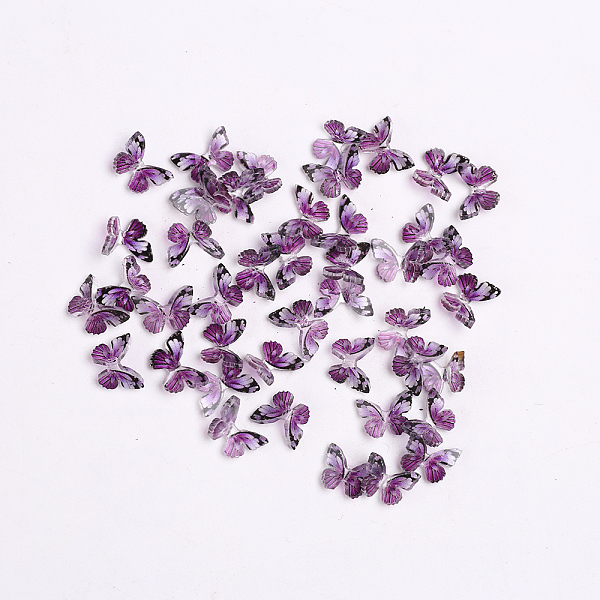 

PandaHall 3D Resin Cabochons, Nail Art Studs, Nail Art Decoration Accessories, Butterfly, Medium Violet Red, 7.5x7~8x2~3mm Resin Butterfly